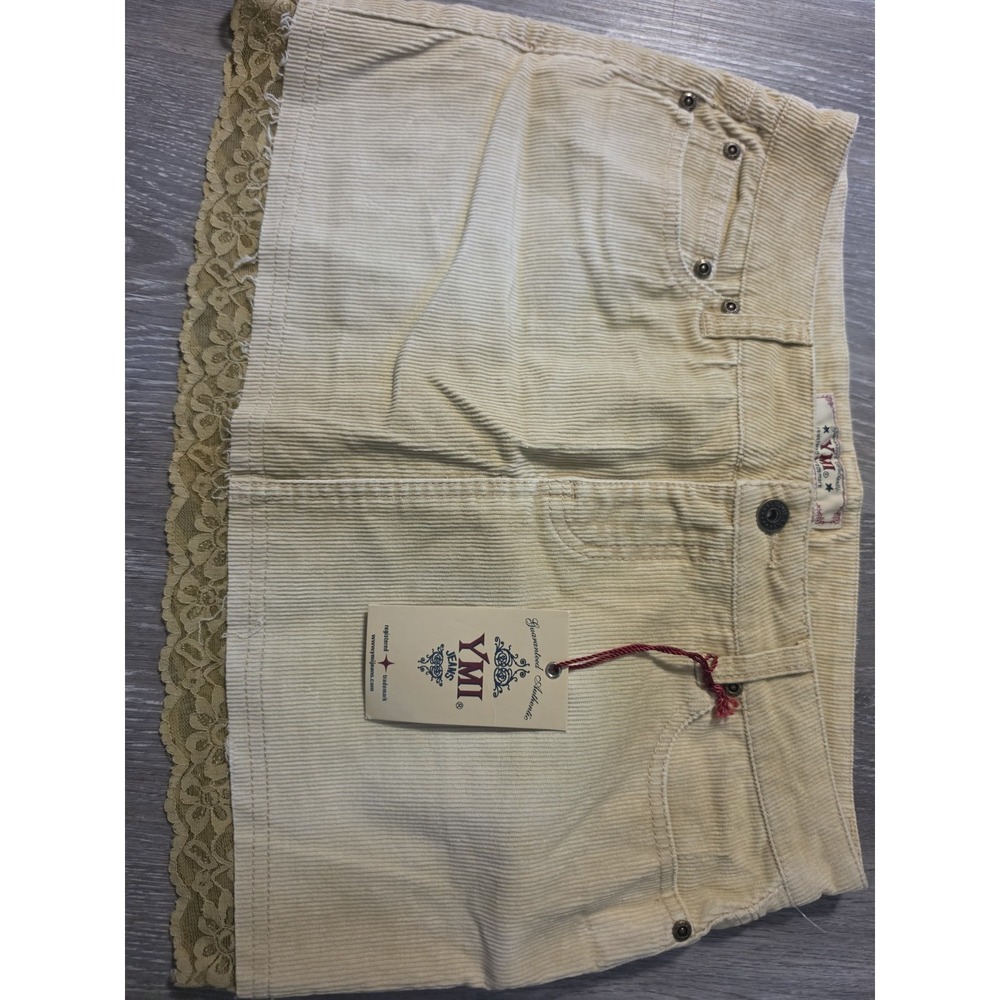 YMI Womens Juniors Skirt 7 Tan Corduroy Button Front A Line Cotton